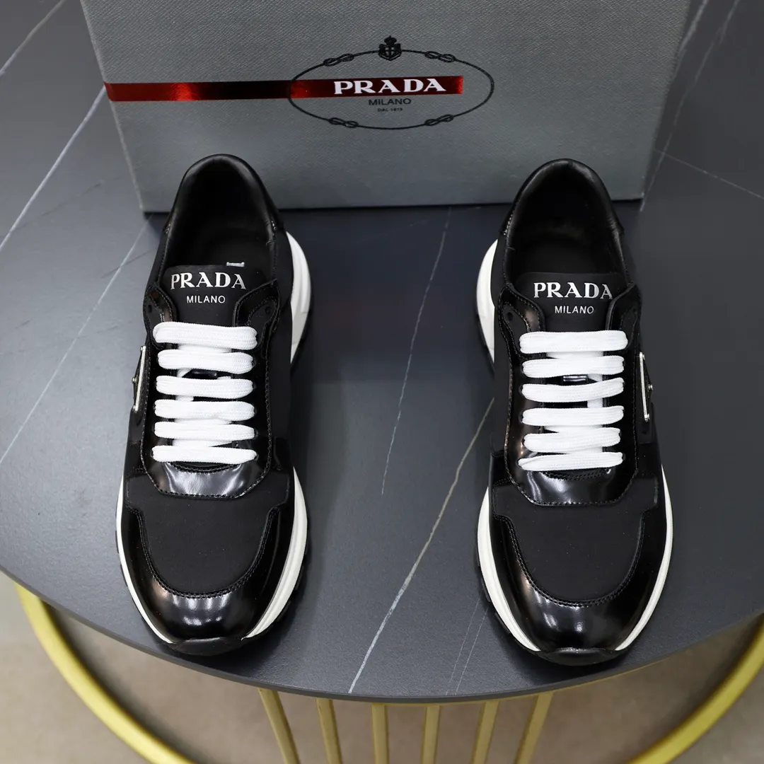 Men's shoes 💰600💰🙅‍♂️🙅‍♂️🙅‍♂️ [PRADA] Prada - High-end quality original order - Upper: Nappa calfskin, tumbled calfskin spliced stretch cloth surface, tongue high frequency brand logo - Lining: water-dyed cowhide - Outsole: ultra-light TPU foam rubber; two-color molded outsole -Ultra-high quality control and fine workmanship: outstanding (high-end, extravagance, grade) -Size: 38-44 (45 can be customized)
